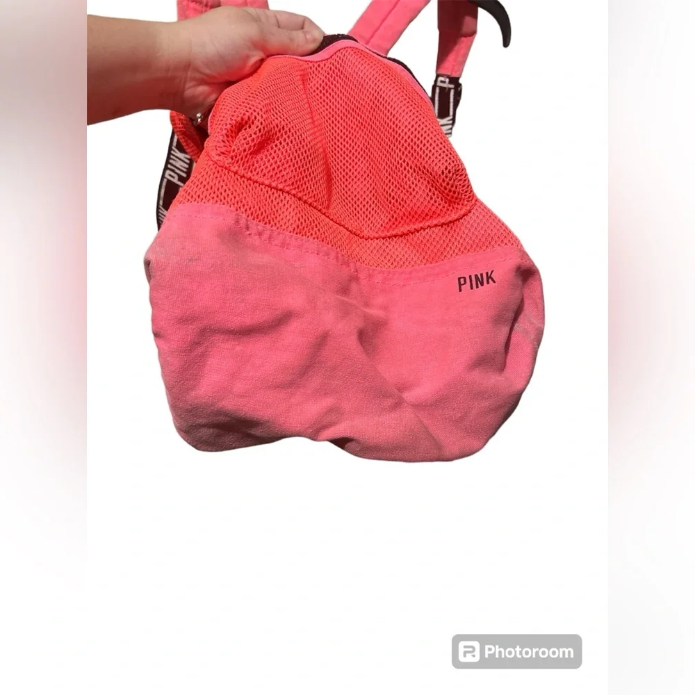 PINK By Victoria’s Secret Pink/Orange Mesh Book Bag with Zip Closure - Picture 3 of 13